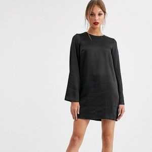 ASOS Satin Long Sleeve Shift Mini Dress Sz 8